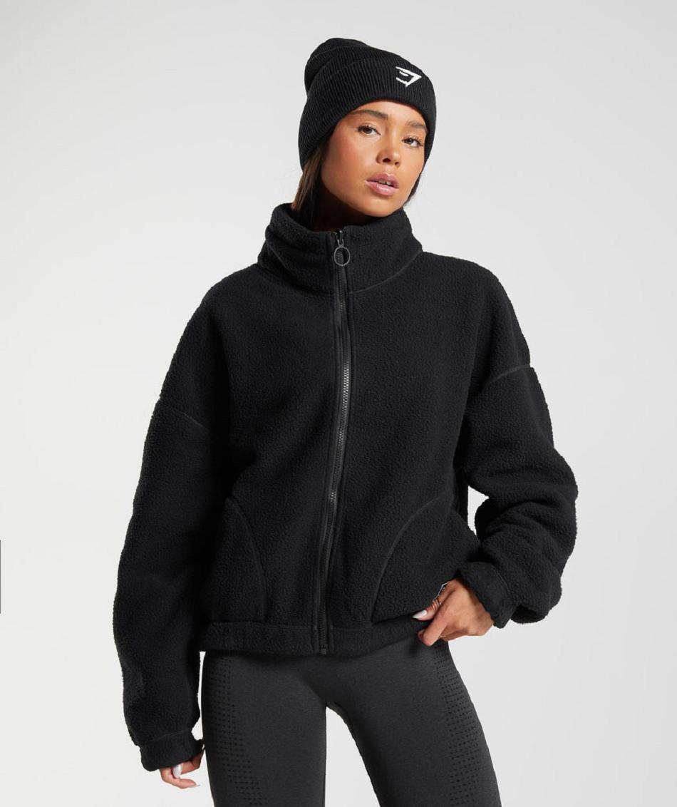 Gymshark Sherpa Ženske Jakne Crne | HR 3541LIS